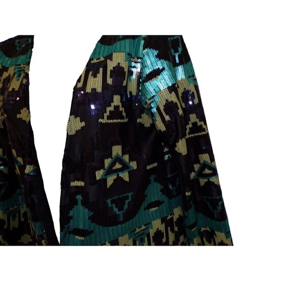 SILVERADO Sequined Long Coat Jacket Aztec Western Design size XS Runs big - Picture 3 of 6